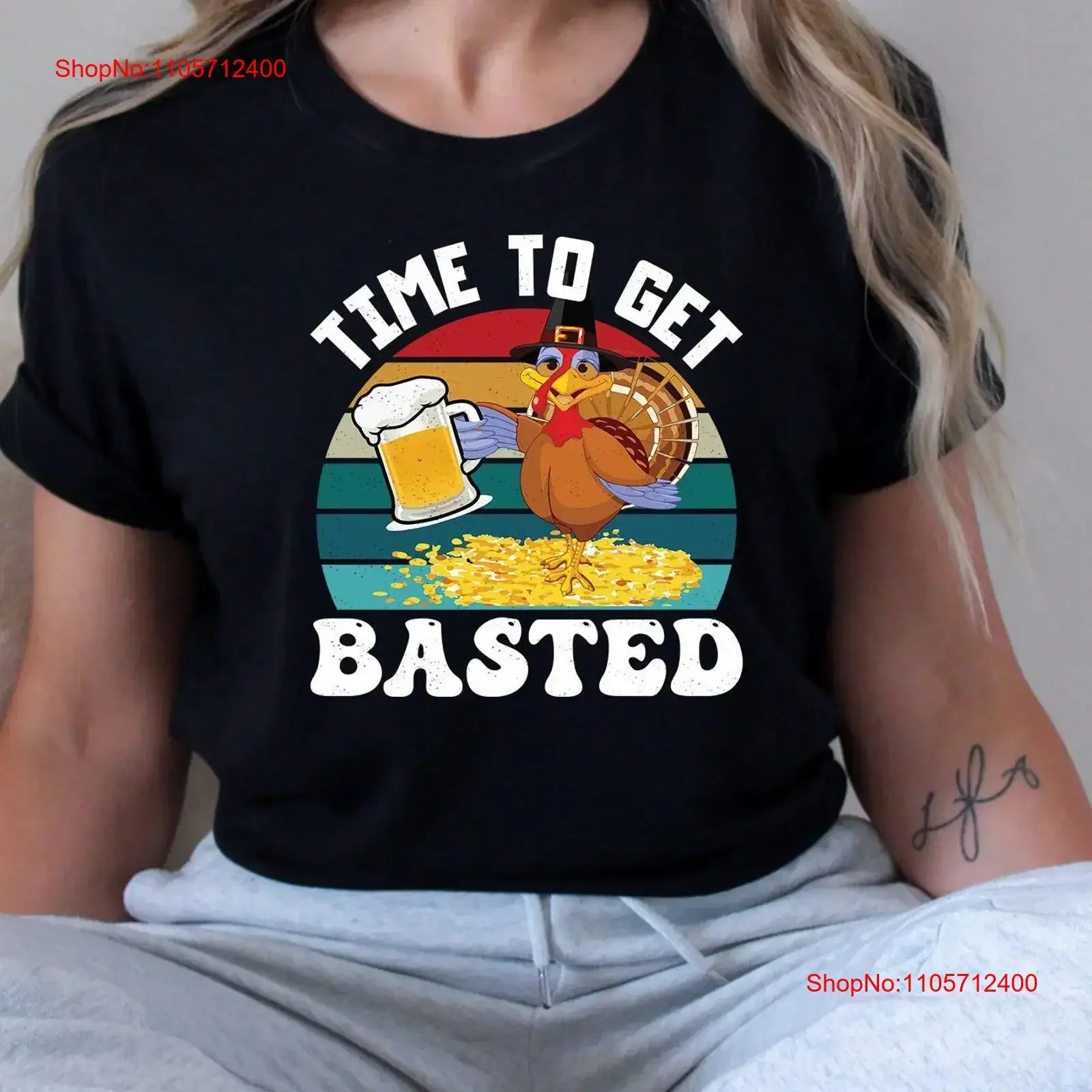 Time To Get Basted T Shirt Thanksgiving Friendsgiving Turkey Day Outfit vintage Washed Top For Everyday Wear Casual Unisex