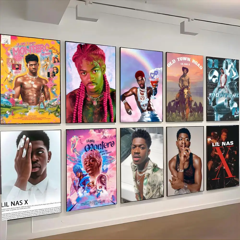 Lil Nas X Singer Hip Hop Country Pop Poster Self-adhesive Advanced Aesthetic Printing Paper Wall Art for Living Room Home Decor