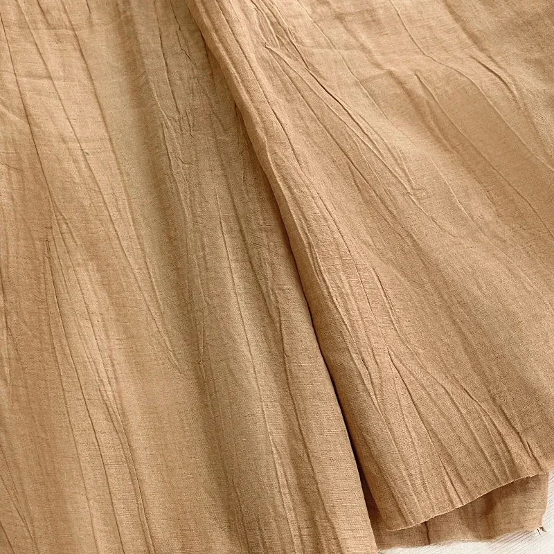 

Льняная хлопковая состаренная ткань художественная Ретро плиссированная прессованная верхняя одежда ручной работы с старой текстурой дизайнерская ткань