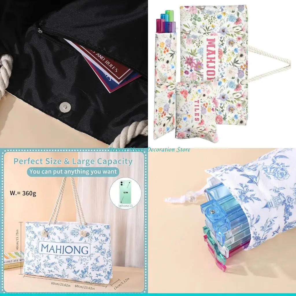 H7BF Sturdy Polyester Cosmetic Case Featuring Mahjong Design And Zippers Closure