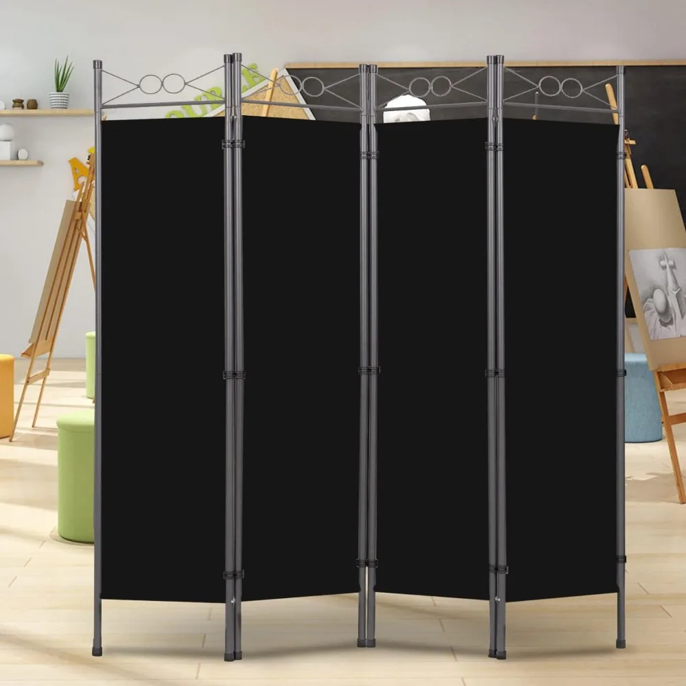 

4 Panel Tall Room Dividers and Folding Privacy Screens, 6 Ft Divider Room Fabric Panel W/Matel Frame, Freestanding Wall Divider