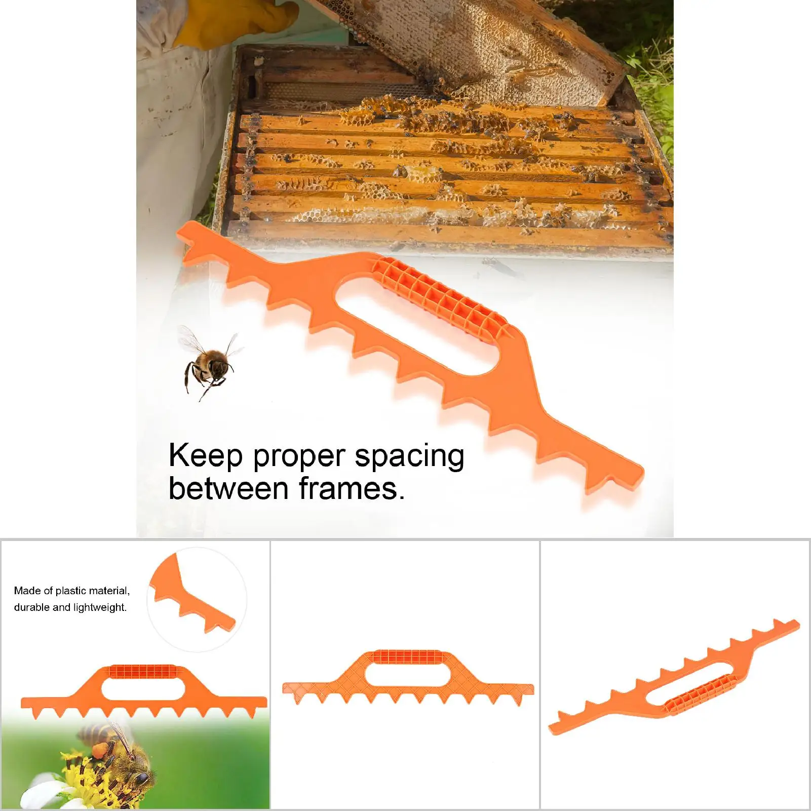 

Bee Hive Frame Spcing Tool Spacer Beekeeping Accessories Orange 9 Frame