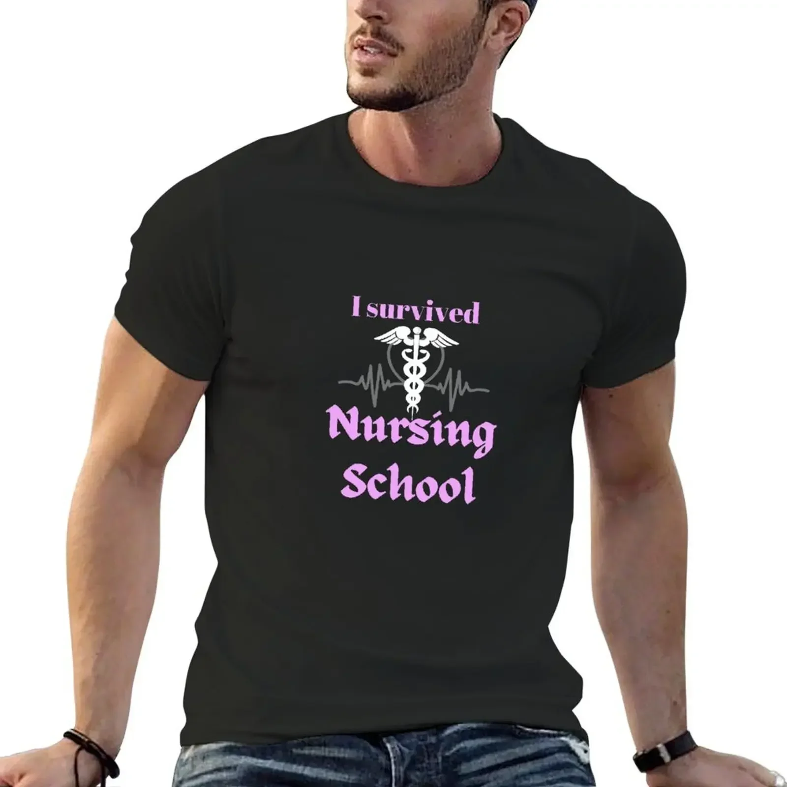 I survived Nursing School T-Shirt cute tops Blouse plain t shirts men