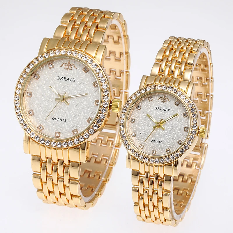 Casual Diamond-Encrusted Couple Watches Bracelet Trendy Fashion Quartz Student Watches Men and Women Pair