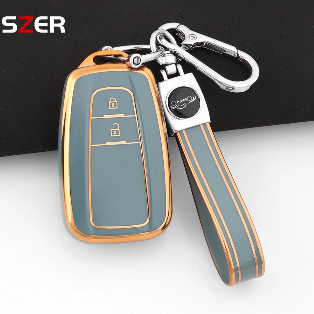 2-Tasten-TPU-Autoschlüsselhülle für Toyota Corolla Prius Camry CHR C-HR RAV4 Altis Land Cruiser Prado Keyless