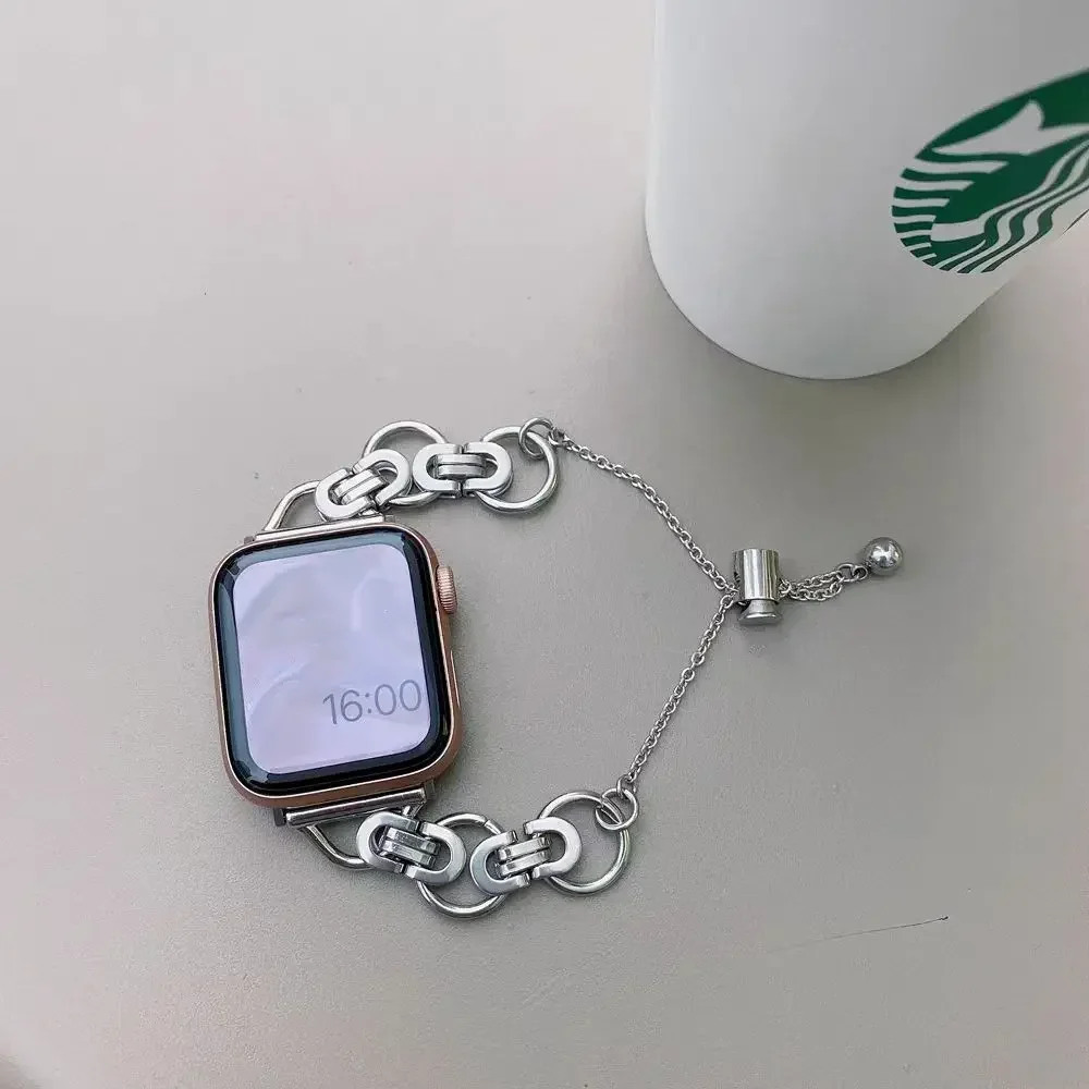 Красивый металлический ремешок для Apple Watch, ремешок 42 мм, 44 мм, 45 мм для женщин, 38 мм, 40 мм, 41 мм, 46 мм, 49 мм
