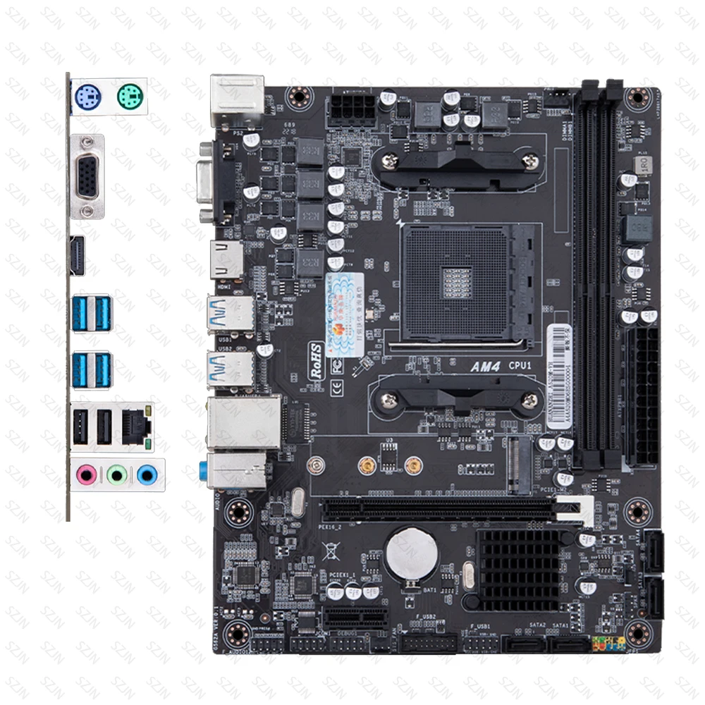 A520 Motherbaord CPU Set with Ryzen 3000/5000 DDR4 Dual Channel Max 64GB Support M.2 NVME SATA 3.0 Gaming Mothweboard Kit