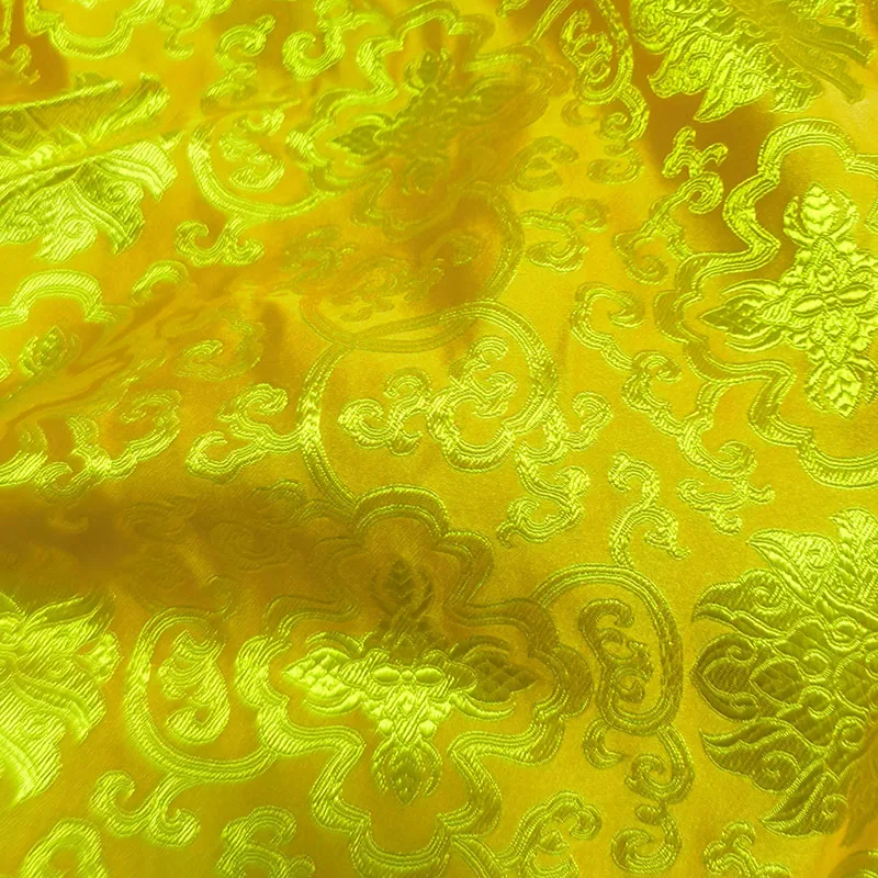 High quality Yellow Metallic Jacquard Brocade Fabric, 3D jacquard yarn dyed fabric for clothing,bedding,bag,curtain