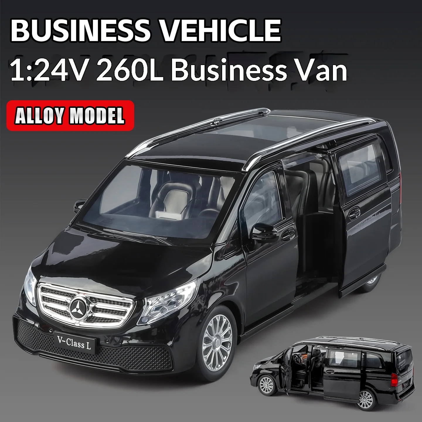 

1:24 Mercedes-Benz V260L alloy car model simulation luxury business car collection ornaments children's toy car
