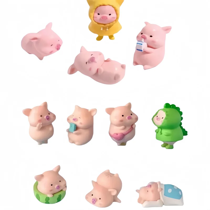 10 pezzi casuali simpatico cartone animato maiale rosa figurine miniature ornamento resina maialino statua collezione giocattolo fata giardino mini mini miniature