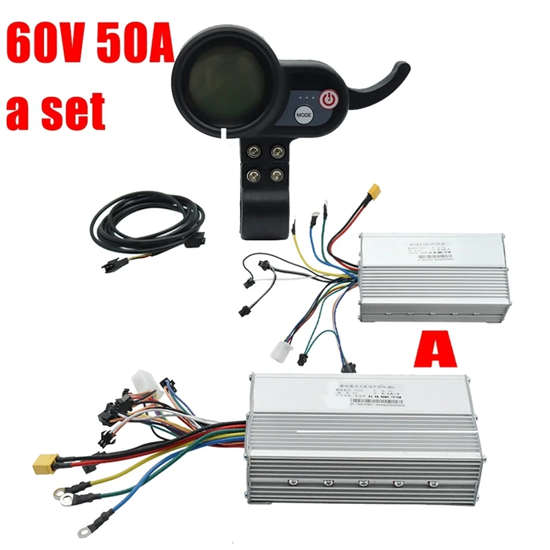 60V 50A Brushless Controller Dual Motor+36V-60V LCD Display Dashboard For Electric Scooter E Bike Accessories