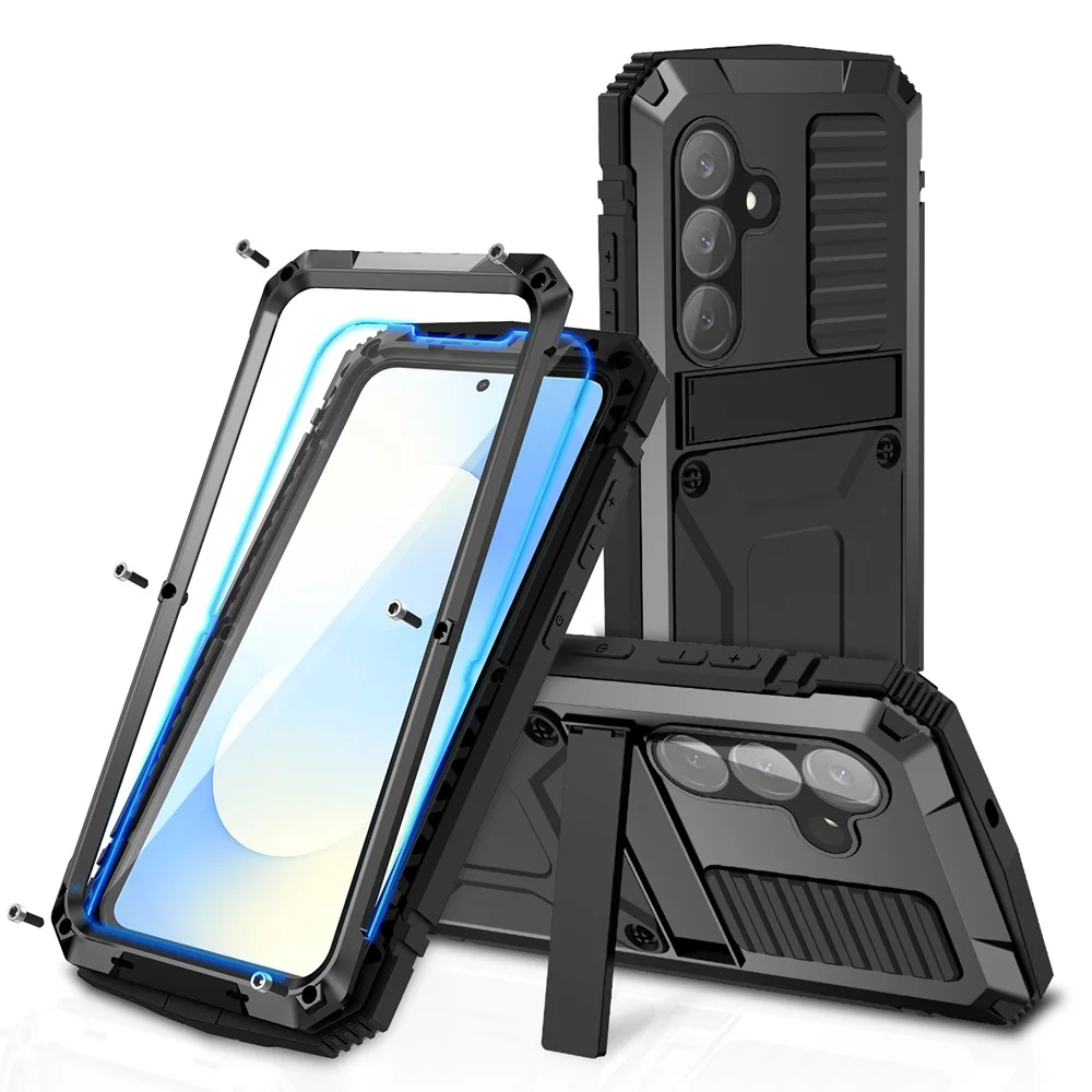 Metalowa, wytrzymała, odporna na wstrząsy obudowa na telefon Samsung Galaxy S25 Fe z wbudowaną ochroną ekranu, pełna osłona Coque — zdjęcie produktu 2