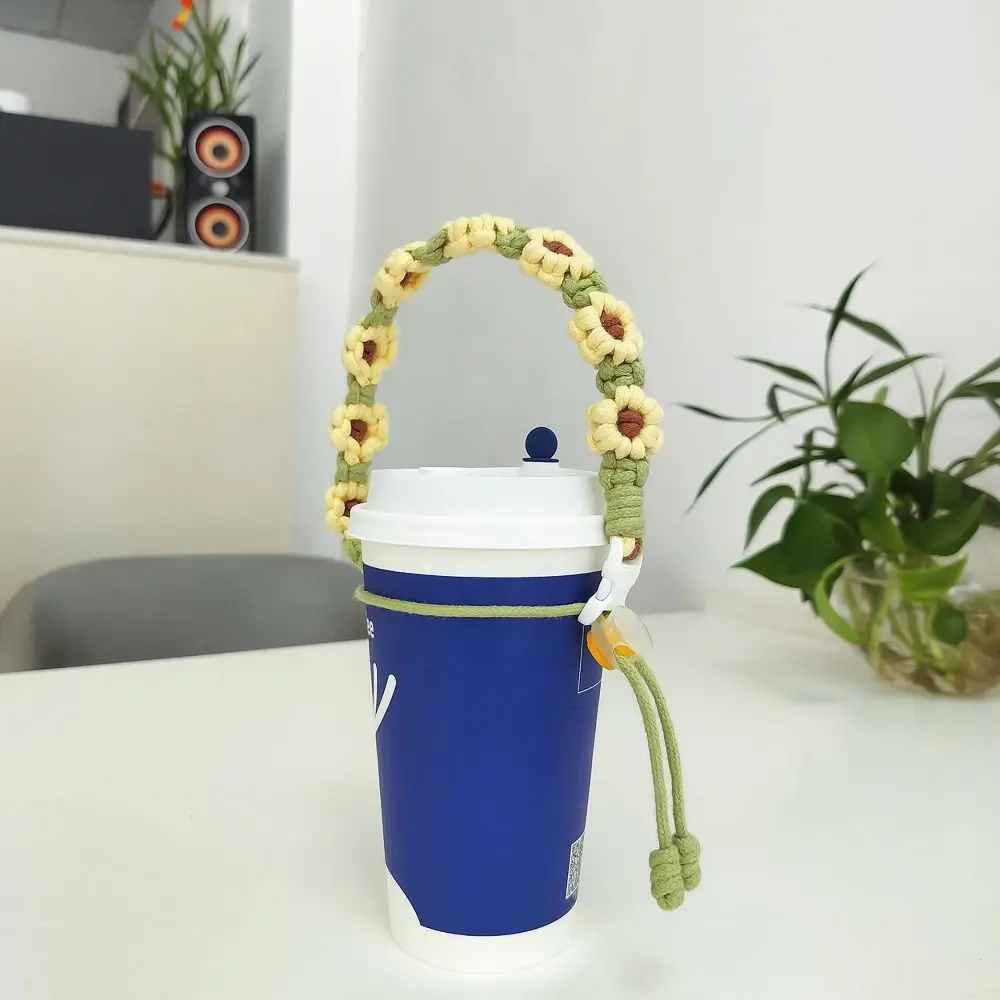 المحمولة زهرة زجاجة ماء مقبض اليدوية مانعة للتسرب التعبئة والتغليف حزام كوب حمل حزام القهوة كوب شاي حليب #2