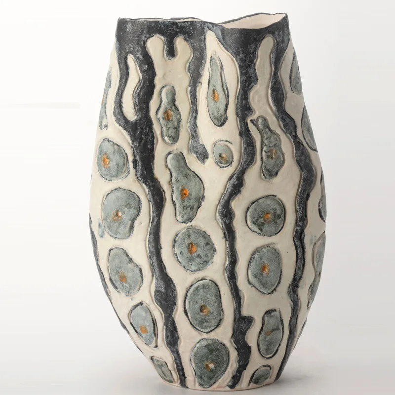 Medieval French Style Ceramic Handmade Vase Guest Restaurant Homestay Model Room Dried Flowers Advanced Sense Home