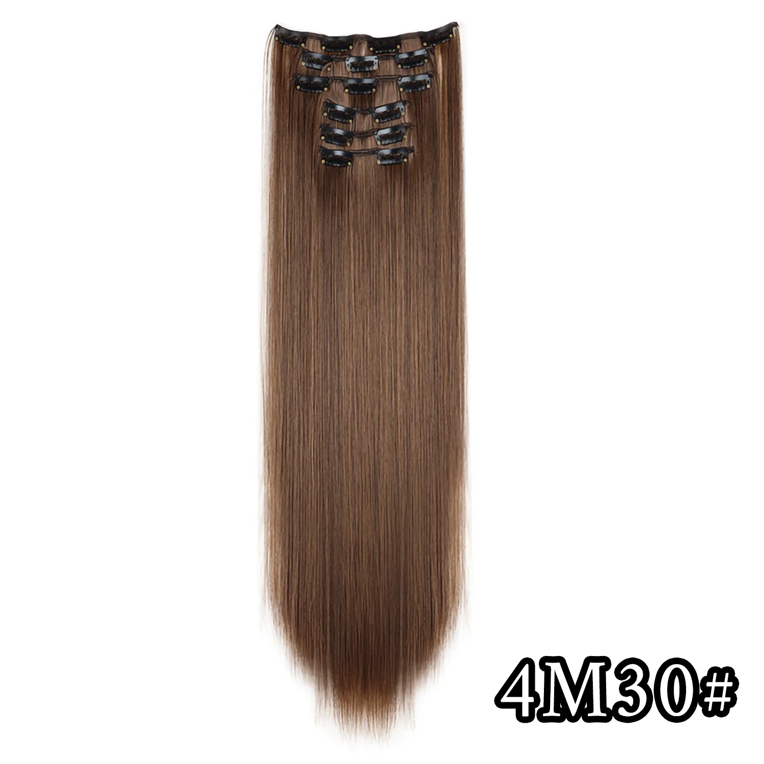 24 Zoll 16 Clips in Haarverlängerungen Lange glatte Frisur Synthetische blonde schwarze Haarteile Hitzebeständiges Kunsthaar Täglicher Gebrauch – Detail 32