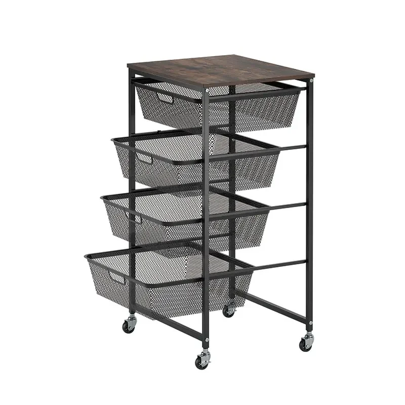 

Multifunctional Home Storage Rack Kitchen Utility Car Makeup 5 Layers Drawer Rolling Organizer Cart with MDF