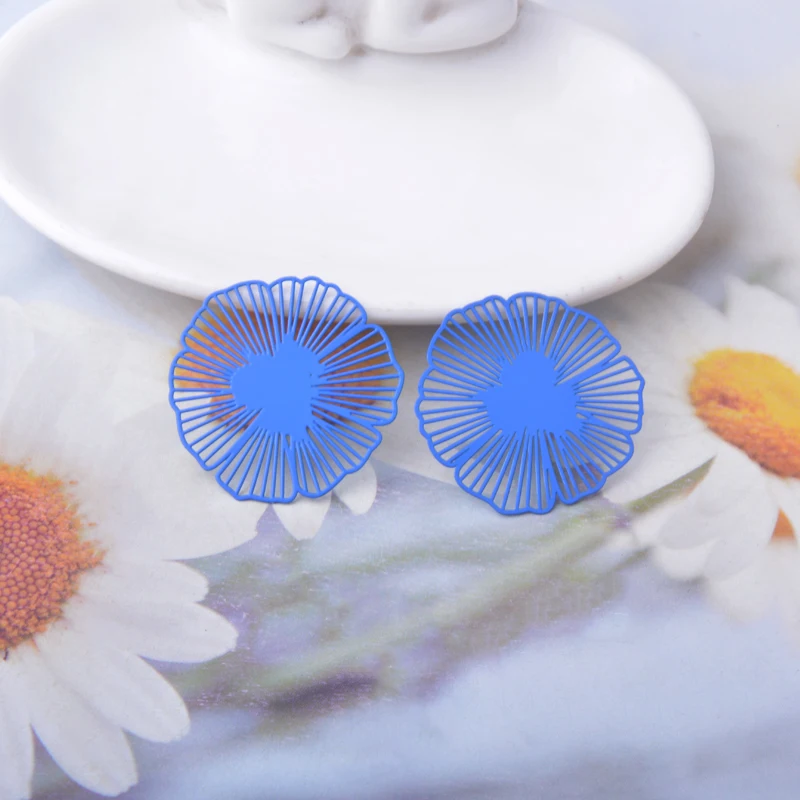 20 Stück AB8783 Messing-Schmuckblumen-Anhänger, bemalte Verbindungsstücke, DIY-Ohrring-Zubehör für Frauen – Detail 14
