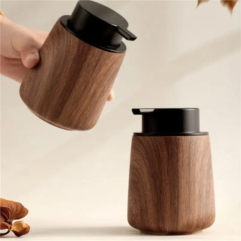 A53Q-3X Wood Grain Hand Soap Foaming Bottle Shampoo Dispenser Pressure Type Foam Bottle Kitchen Accessories