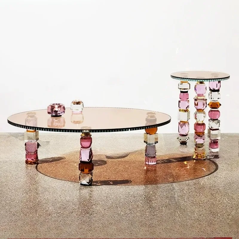 

Coffee table light luxury high-end color crystal sofa edge few designer living room home coffee table