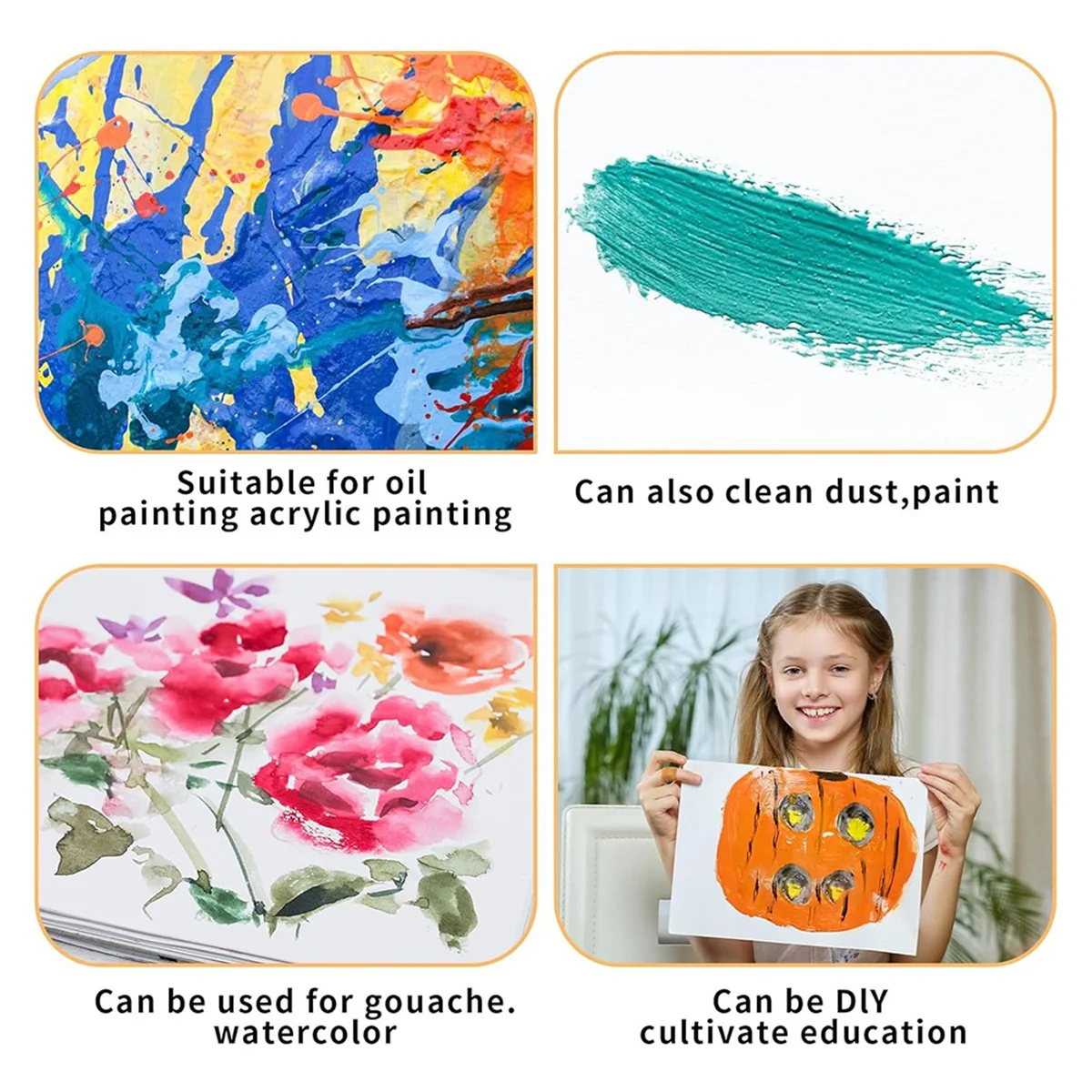 Nieuwe 3-delige platte peddel kwastenset, brede kwast grote kwast 3/4/5 inch kwast voor olie- en acrylverf