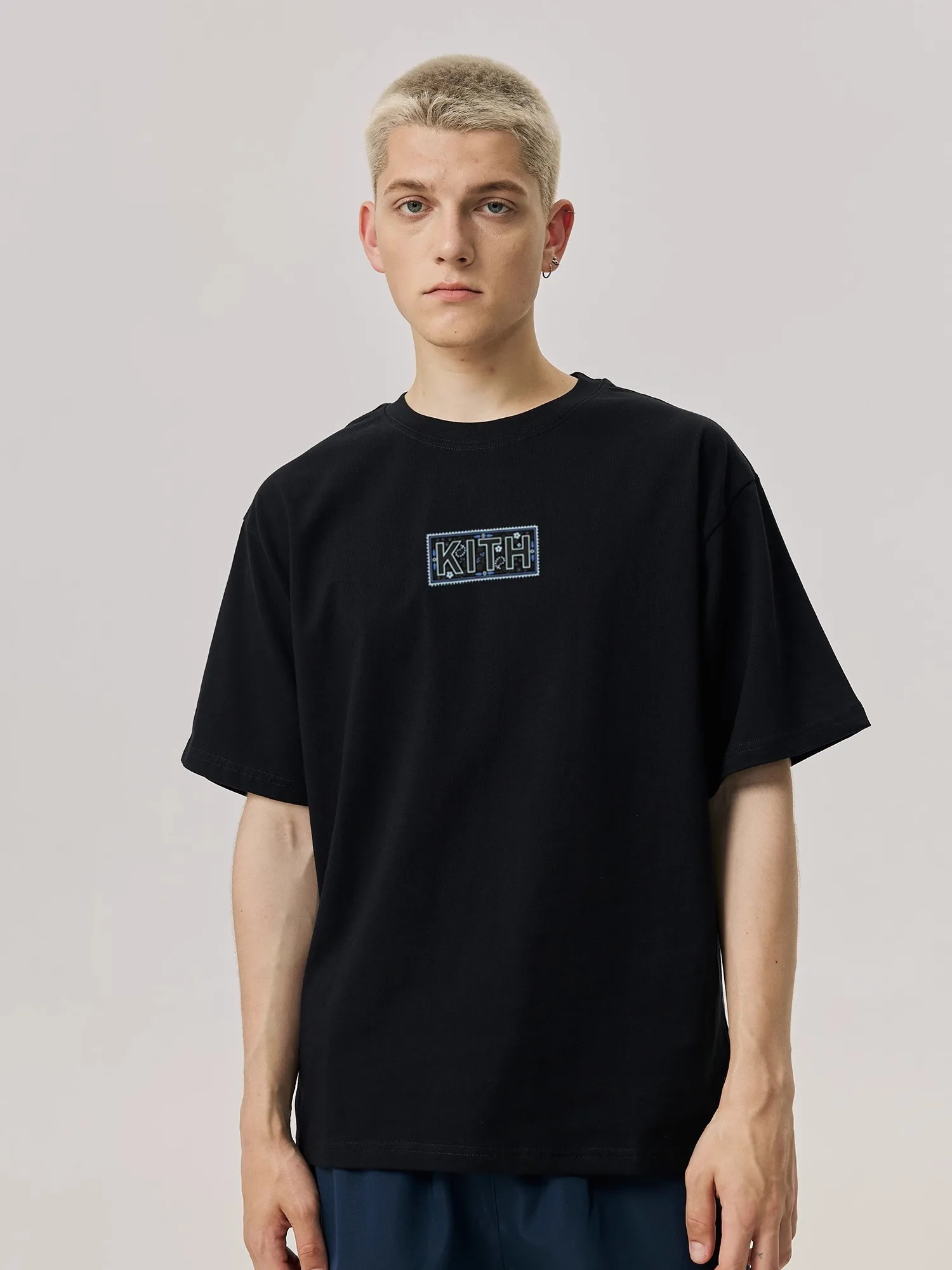 

KITH Box Хлопковая футболка с принтом ort Sve ex Летняя уличная одежда с цветочным узором Повседневный круглый топ для пар