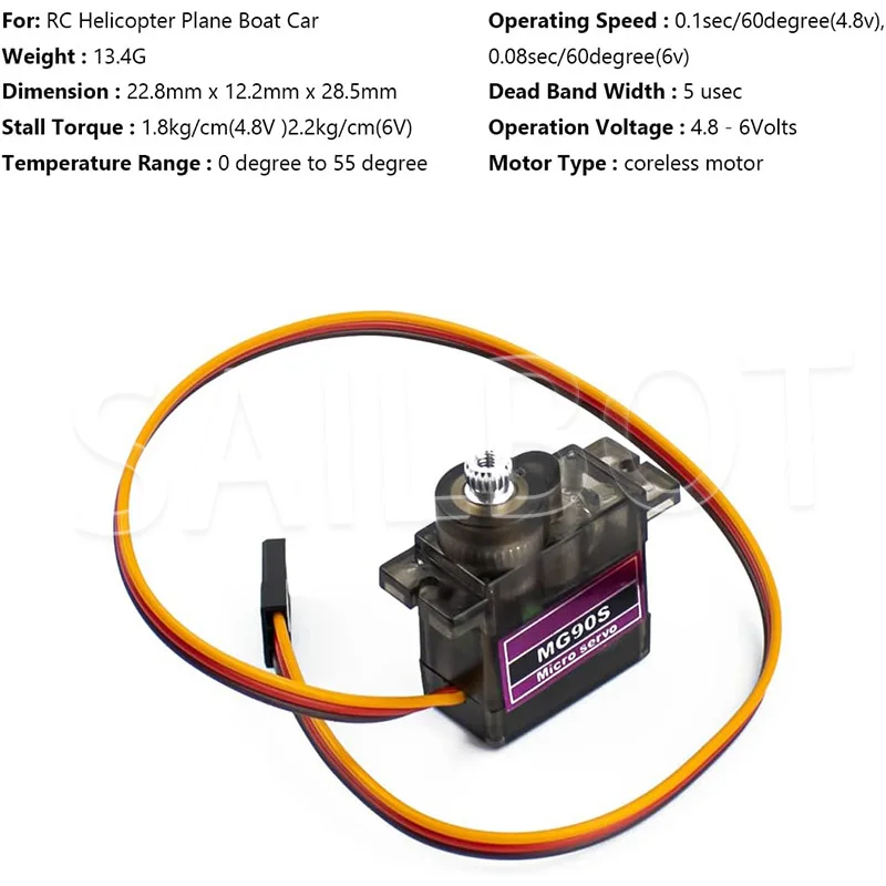 1-10 pces mg90s micro servo motor metal engrenagem analógico rc servo motor 180 para mini carro avião helicóptero arduino robô