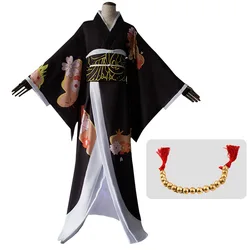 Anime Kibutsuji Muzan Cosplay Costume Anime Kimetsu no Yaiba Cosplay Costumes Women Kimono Uniforms Clothes Dresses Headwearuit