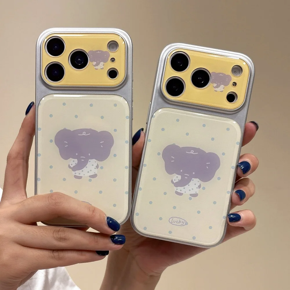 

Fashion Wave Point Elephant Pattern Phone Case for iPhone 14 15 16 17 Pro Max with Protective Cover