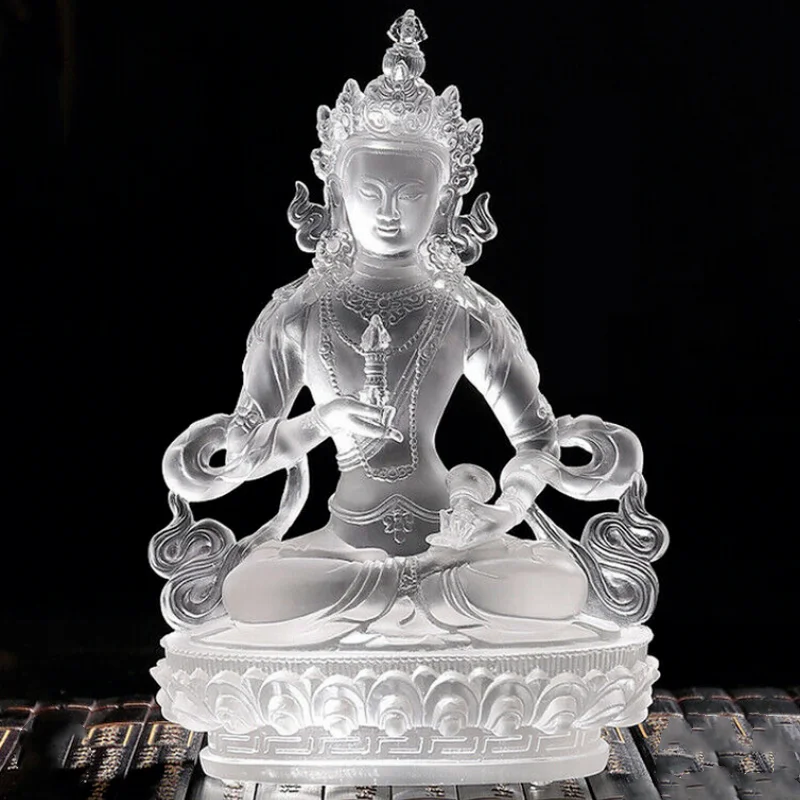 Tibetan Crystal Statue 4.7 Inch Vajrasattva Lord of Purified Mind Blessed Collectible Artwork for Meditation And Home Decor