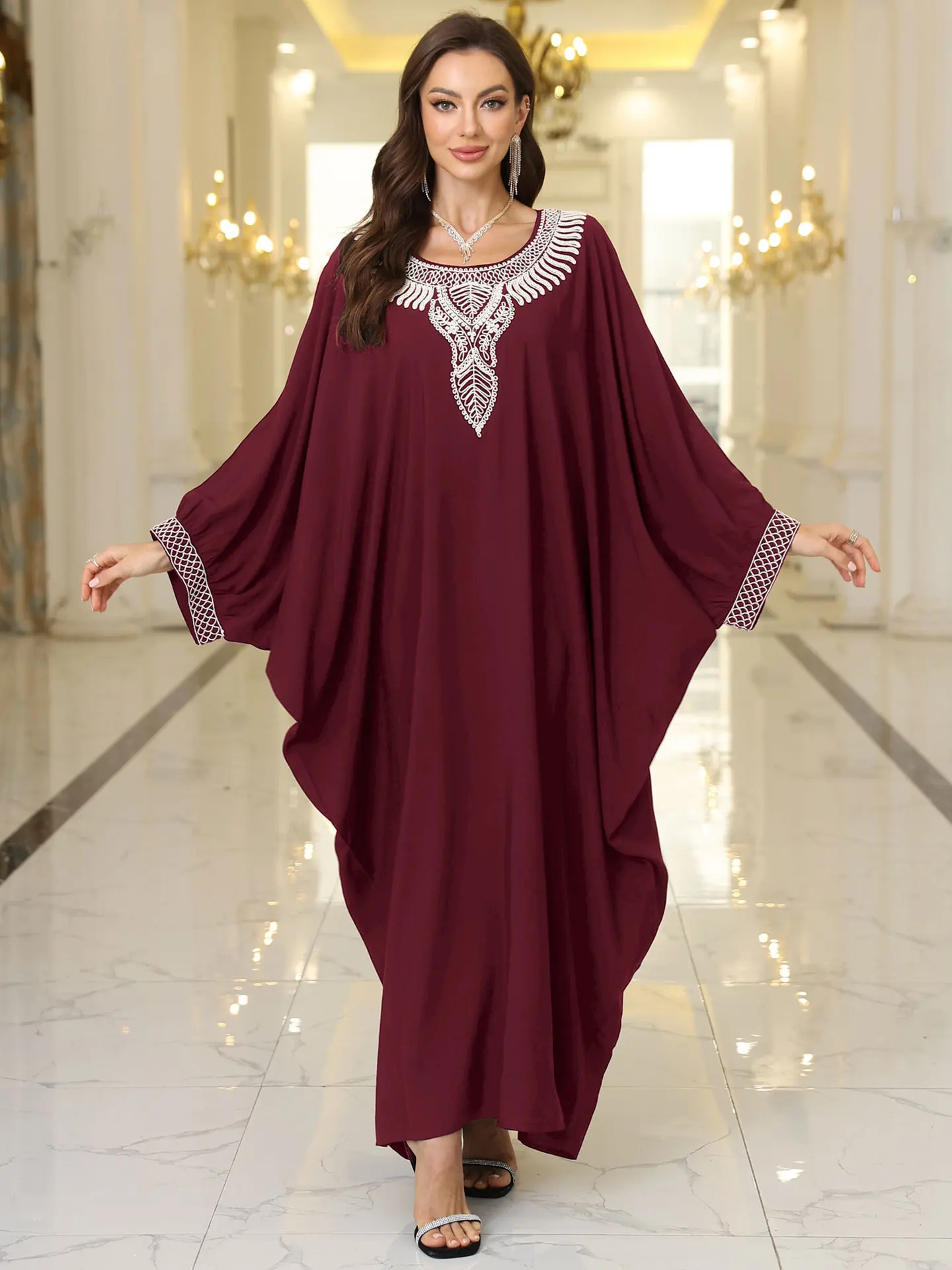 

Women's Embroidered Kaftan Dresses Beach Blouse Cotton Holiday Robe Plus Size Caftans Kaftan Dress