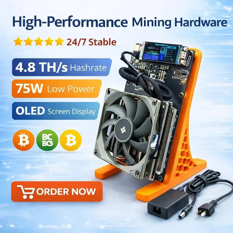 

Майнер Bitaxe NerdQaxe++ 4.8TH/s для биткоинов (BTC) с чипом BM1370, 75 Вт, 2.4G WiFi, Open-Source, для соло-майнинга, прибыльность 3.12 BTC