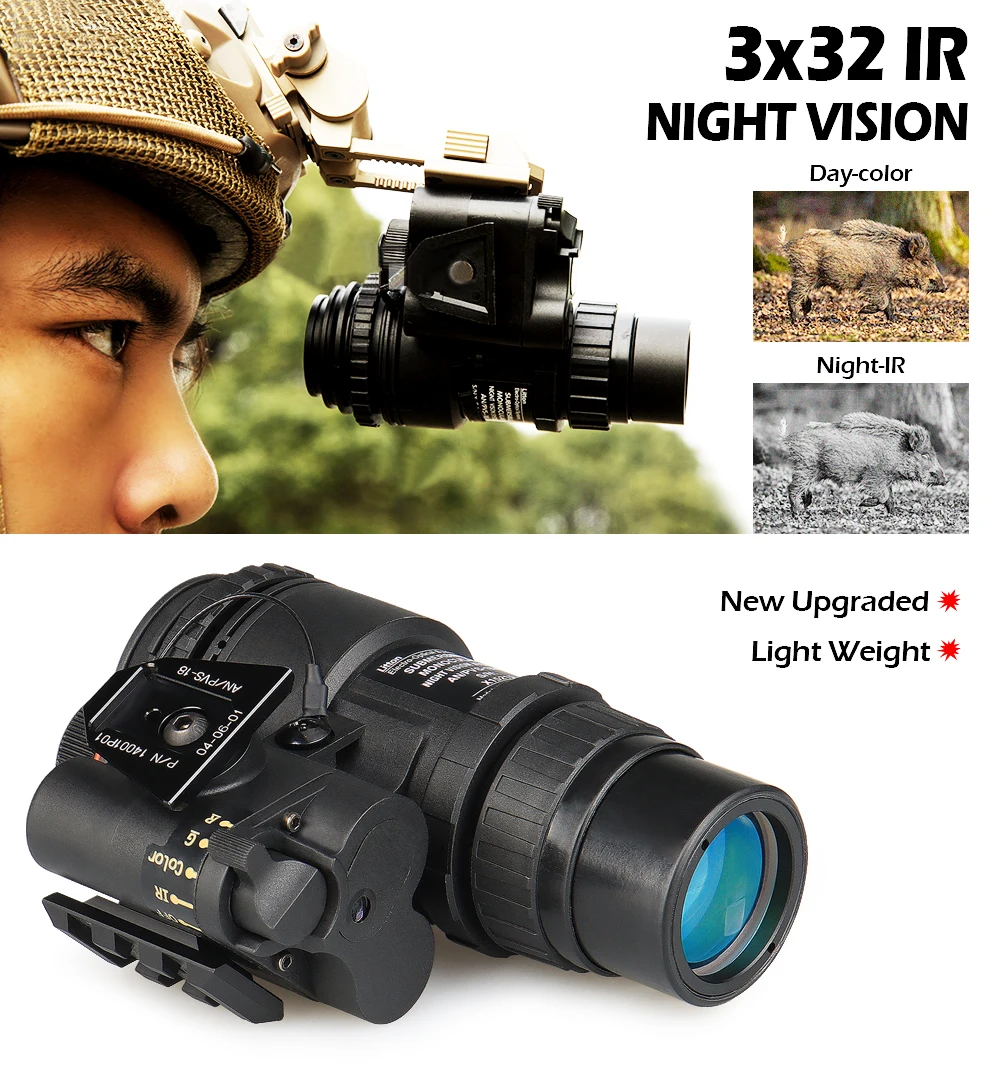 PVS-18 Infrared Digital Night Vision Helmet Mounted 3X32 PVS18 NVG IR Scope Goggles for Night Hunting
