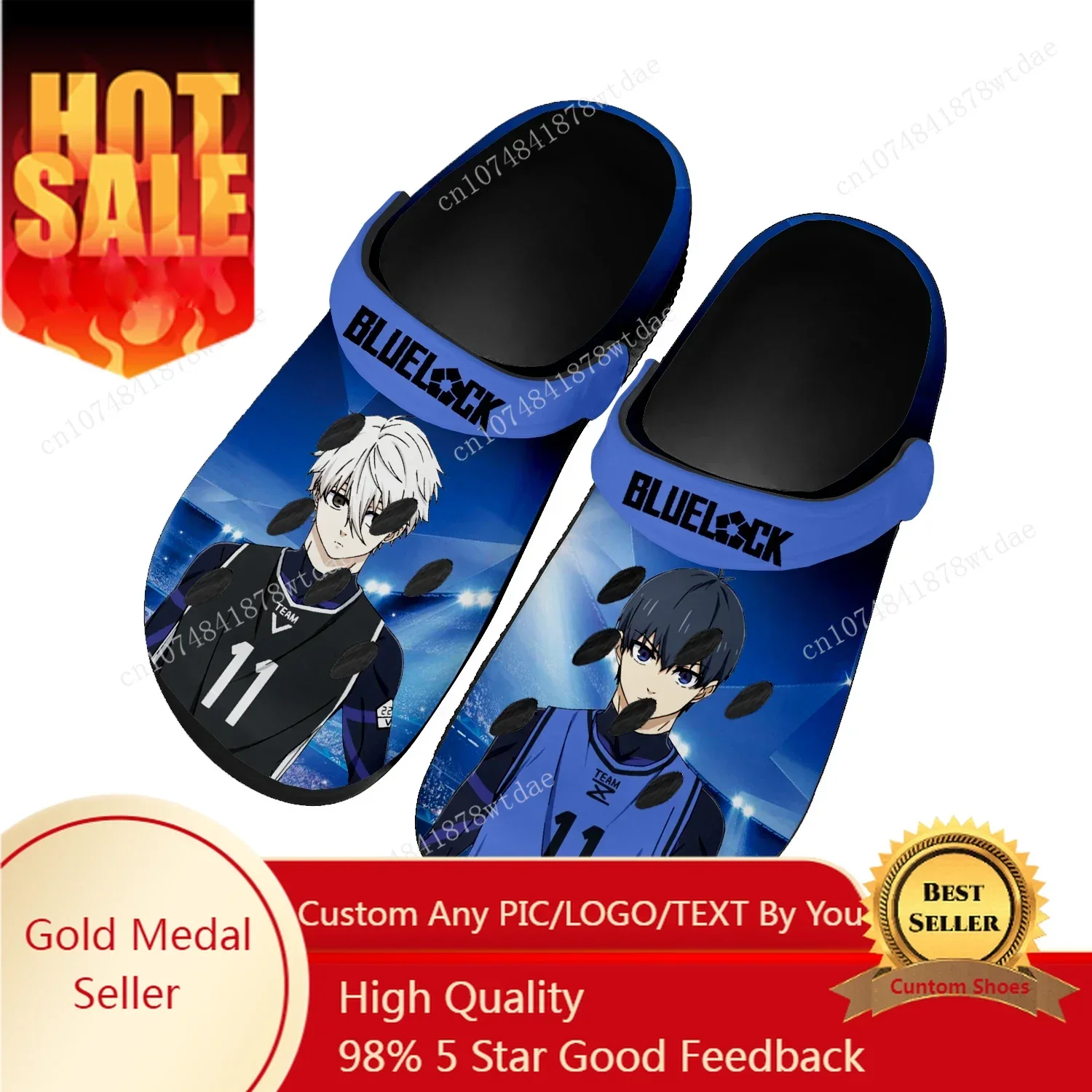 

Blue Lock Home Clogs Men Women Youth Boy Girl Custom Made Water Shoes Yoichi Isagi Anime Garden Beach Hole Slippers Sandals