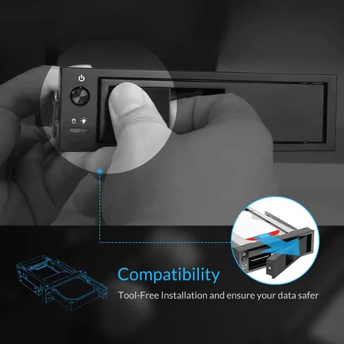 Imagen 2 del producto Nuevo 1106SS 5.25 Soporte móvil de intercambio en caliente sin bandeja CD-ROM Adaptador SSD de disco duro SATA interno de 3,5 pulgadas - Negro