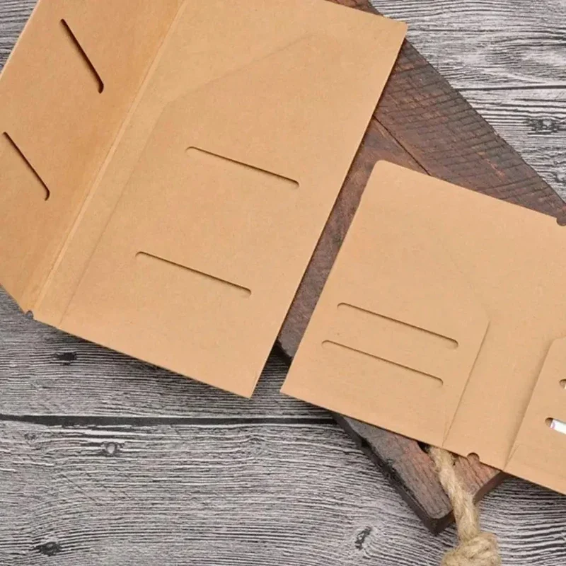 Kraft Paper File Holder For Travel Journal Notebook Accessory Vintage Retro Card Pocket Storage Standard/Pocket/Passport