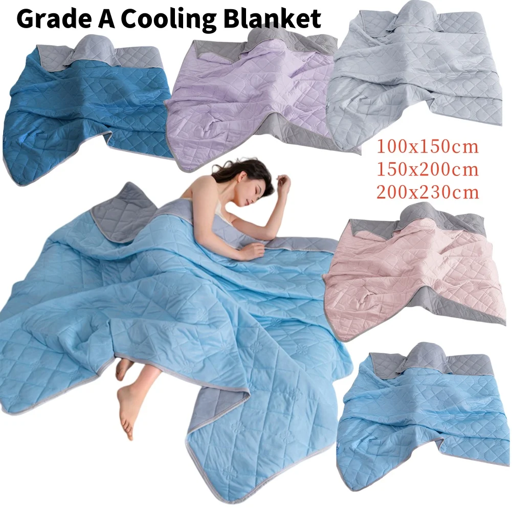 Summer Cool Blanket for Bed Smooth Double Side Cooling Fabric Quilts Silky Breathable Air Condition Comforter Thin Duvet Queen