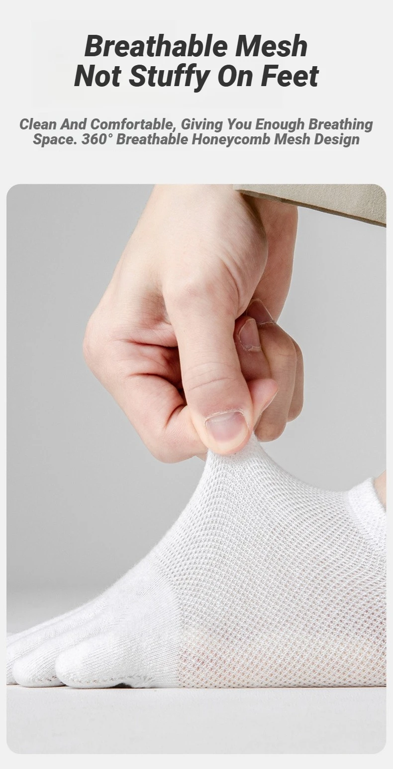 3 Paar Herrensocken, atmungsaktiv, schweißableitend, neuartige Zehensocken, modische, lässige Finger-Bootssocken, hochwertige Socken für Männer, bequem. – Detail 4