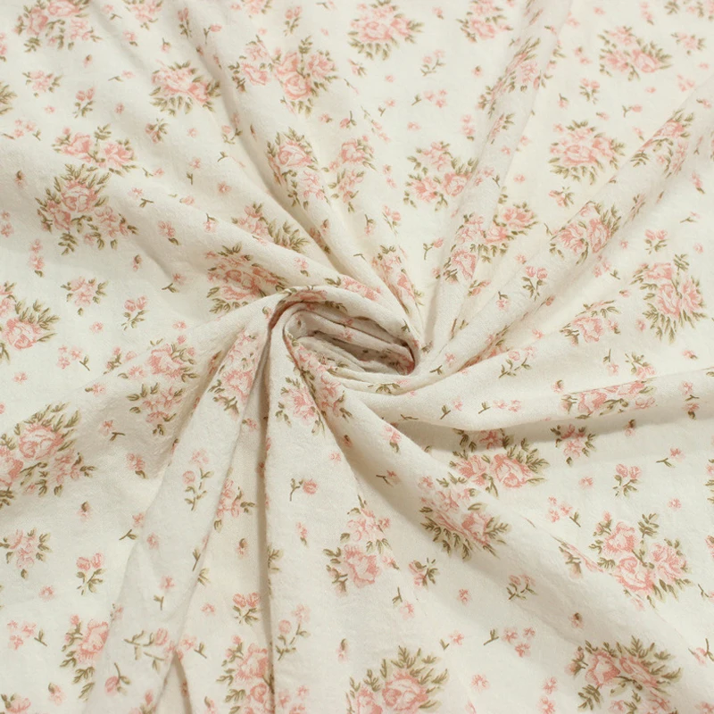 140X45cm Thin Cotton Blend Fabric Floral Printing Pastoral Style Soft  Breathable Feel DIY Children\'s Shirt Skirt Home Clothing