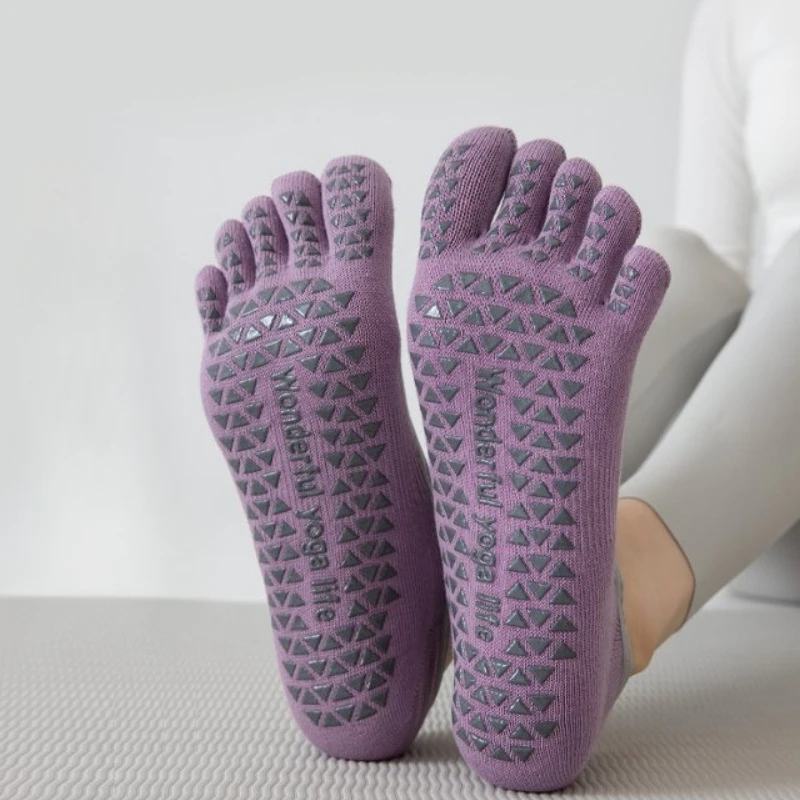 2pairs Five-finger yoga socks for women, professional non-slip Pilates socks, training indoor sports silent fitness toe socks