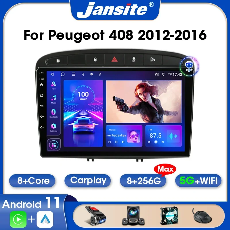 

Jansite 2din Android 11.0 Car Radio For Peugeot 408 308 2012-2016 Multimedia Video Player Auto DVD Carplay IPS Screen Stereo RDS