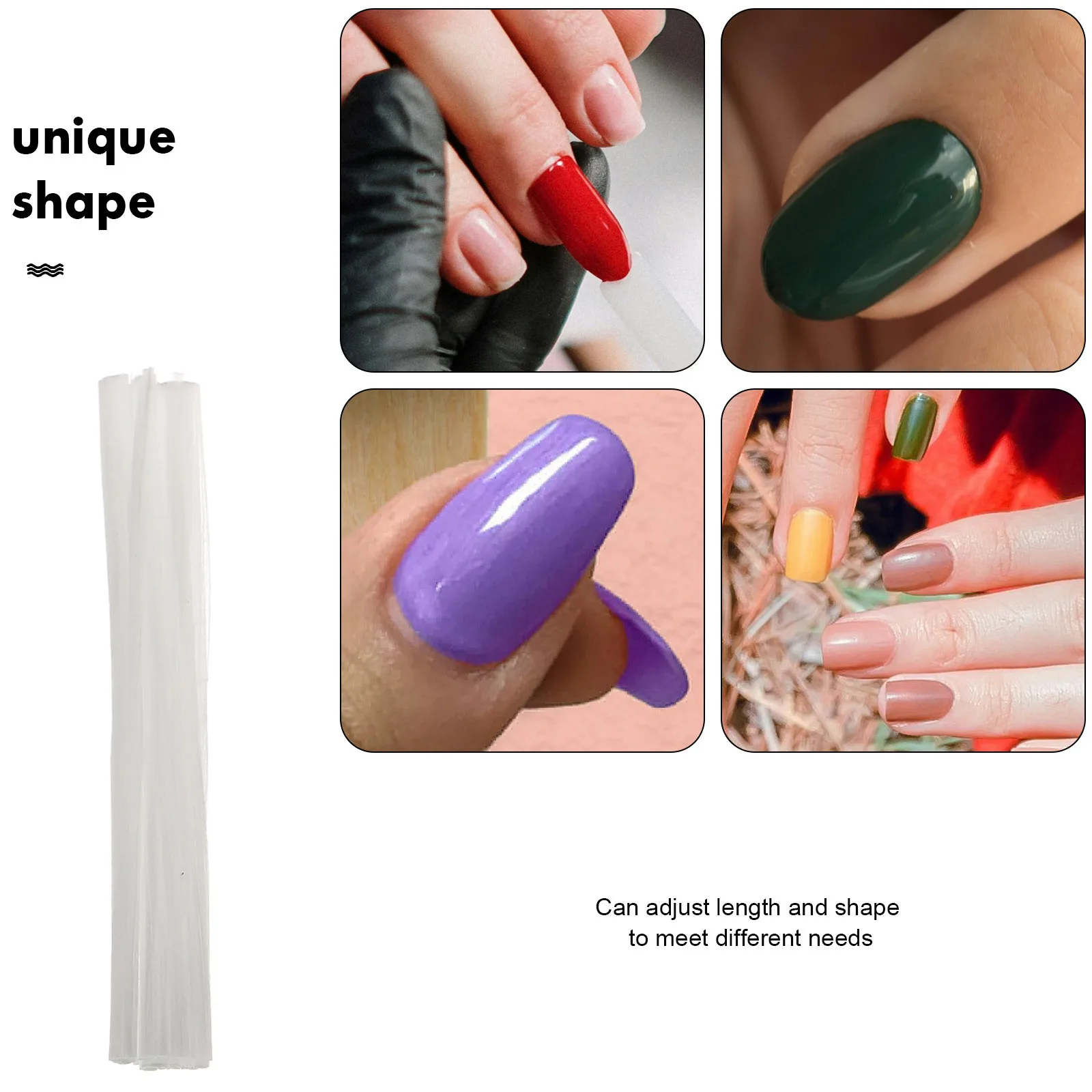 100 Stück Nagelverlängerungsfaser, verstellbare Glasfaserspitzen für Zuhause oder Salon, künstliche Nägel, Werkzeuge, einfach anzubringen, Nagelkunstfasern-Set