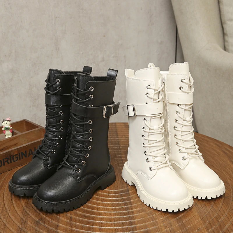 Children and Girls New Fashion Korean Style High Boots Spring and Autumn Hot Selling Side Zipper Design Princess Cute Boots