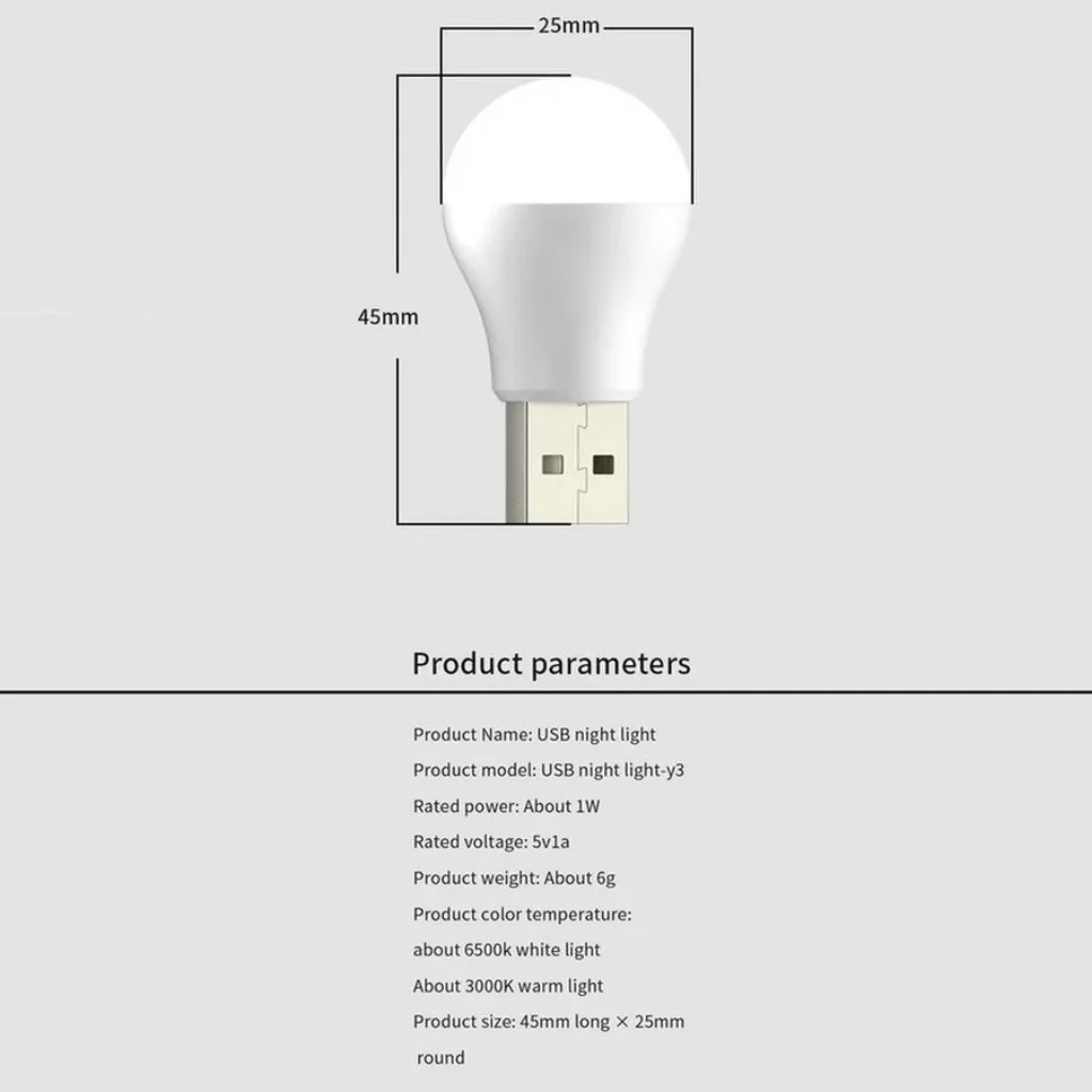 3-1Pcs USB Plug Lamp Mini LED Night Light USB Night Light Power Bank Charging USB Book Lights Round Reading Eye Protection Lamp