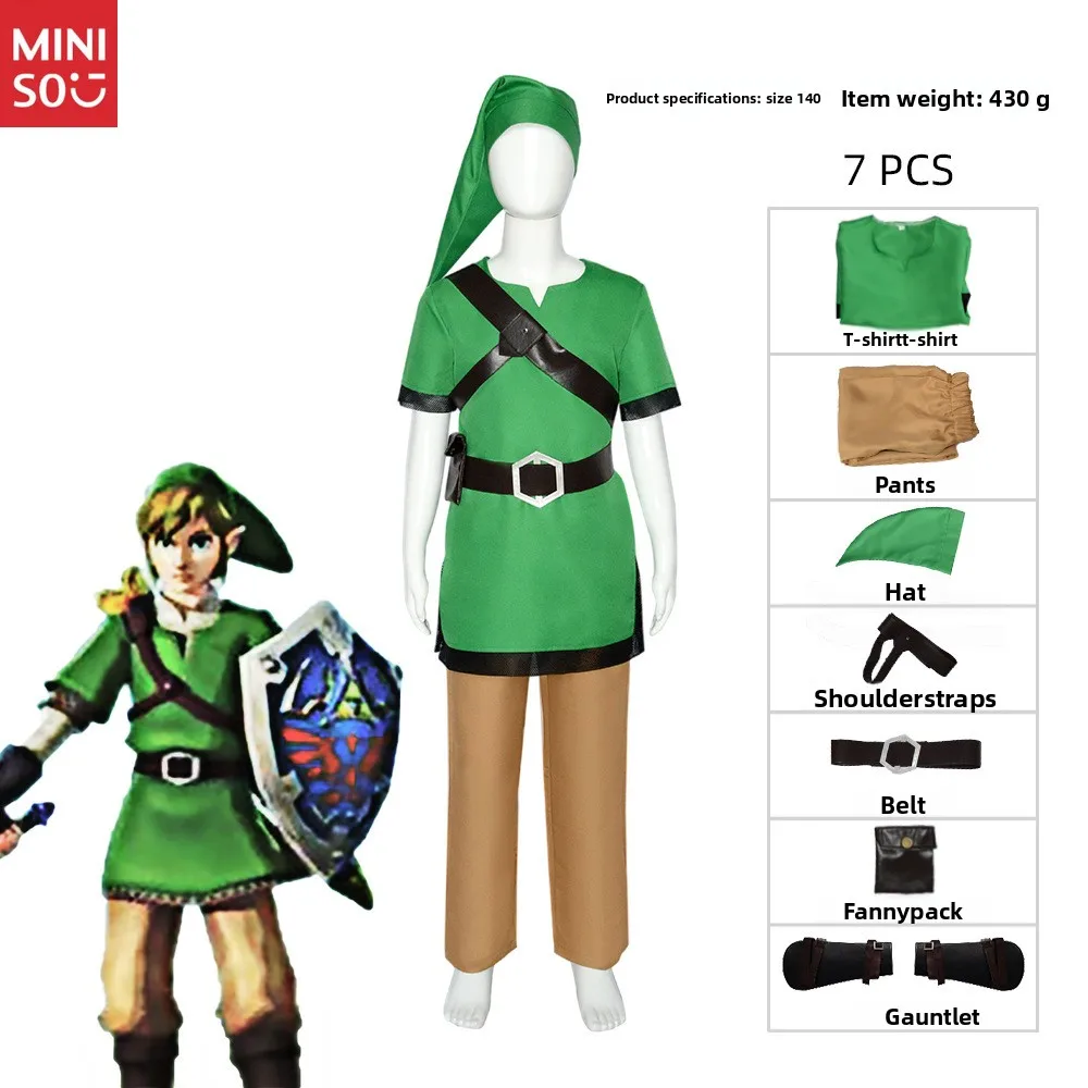 Miniso Zelda Skyward Sword Cosplay، مجموعة تونيك نفس لعبة الارتباط