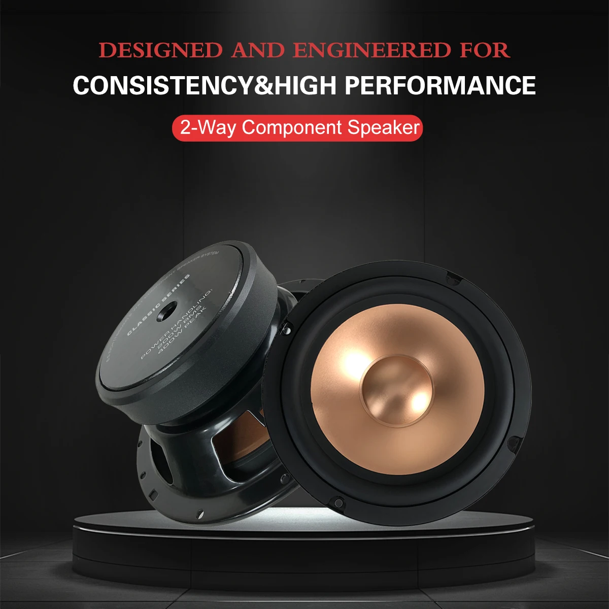 Zeming YS-65207 RMS 80W*2  Aluminium 6.5 Inch 90DB  4OHM  Cone Car 2-Way Component Speaker High Performance Car Woofer Speaker