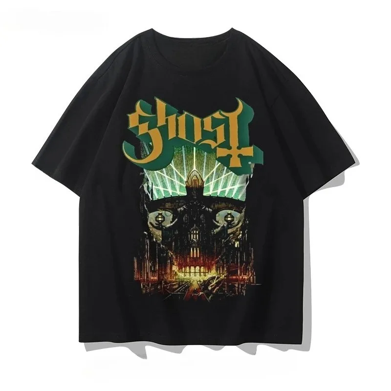 Camicie a maniche corte da uomo e da donna di Papa Swedish Hard Rock Band Top 2025 Summer Ghost BC Band T-shirt commemorativa in metallo