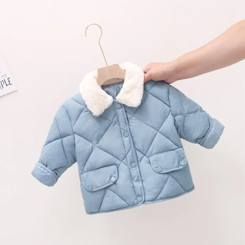 2022 New Winter Children\'s Warm Cotton Jackets Girls Clothes Kids & Babies Rabbit Fur Collar Coats Korean Style Girls Out Wears