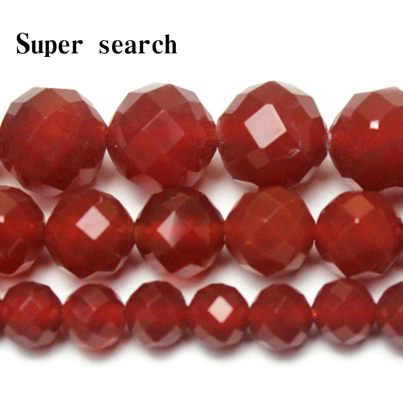 Natural Stone Red Carnelian Agates Round Gem Cut Beads 15\