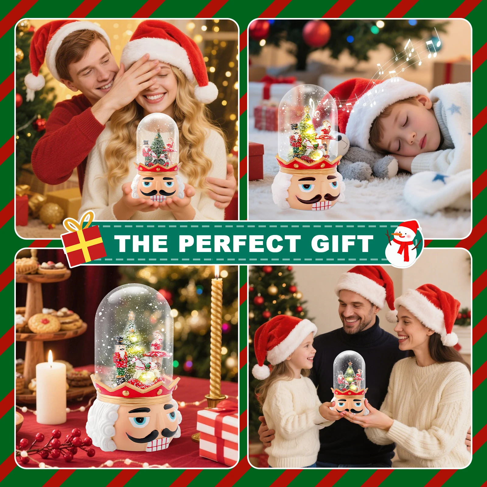 

The Perfect Christmas Gift Musical Snow Globe Featuring a Walnut Soldier, Christmas Tree, and Joyful Dancing Girl for Holiday H
