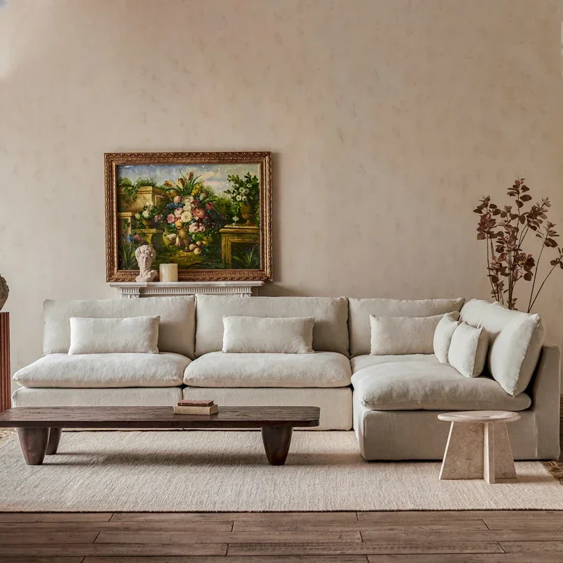 Sofa Home Combination Linen Down Four Seat,Modern Furniture,American Style Combination Sofa